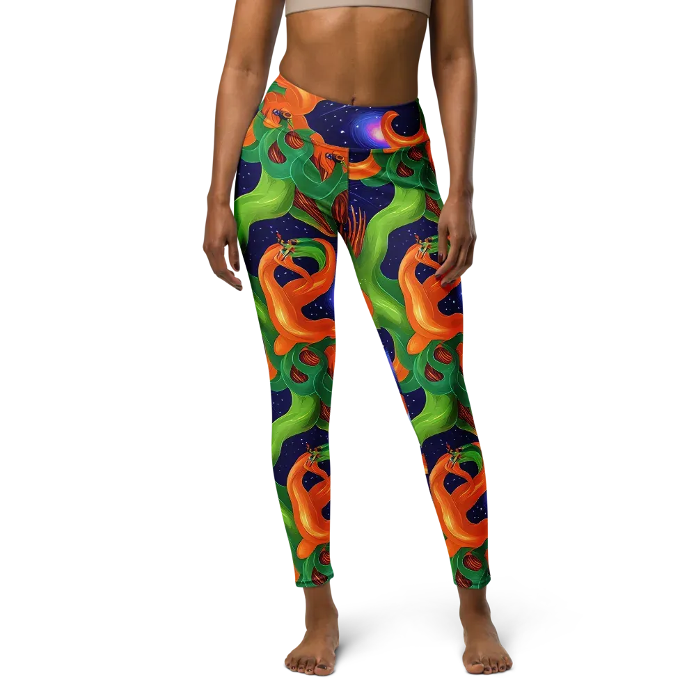 Cosmic Aviary on Yoga Leggings — Front