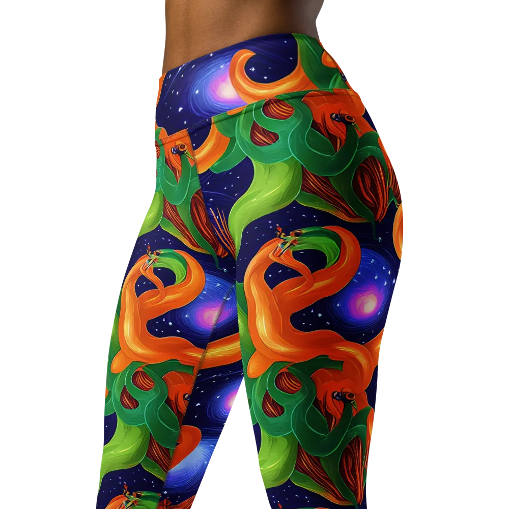 Cosmic Aviary on Yoga Leggings — Left Front