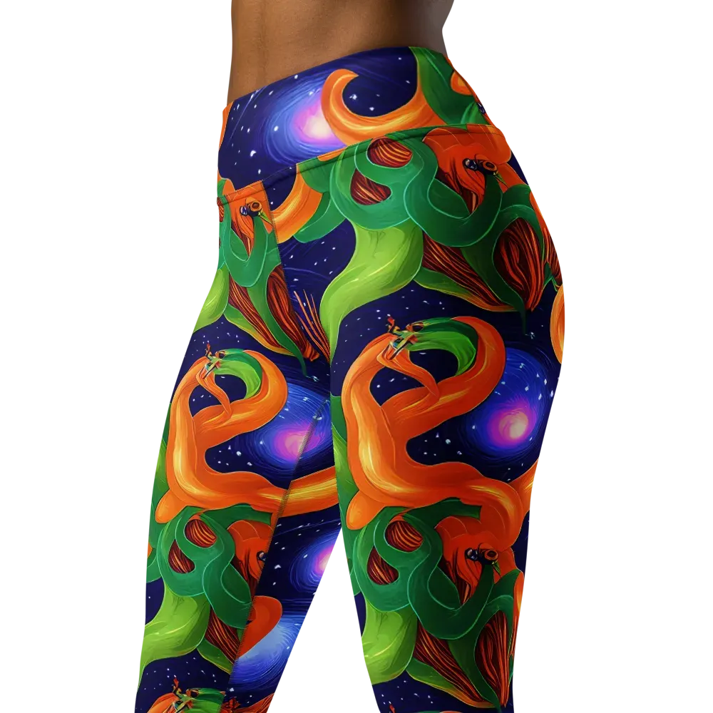 Cosmic Aviary on Yoga Leggings — Left Front