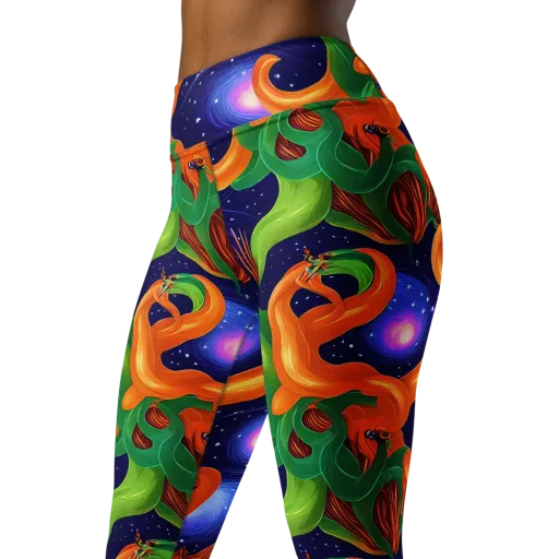 Cosmic Aviary on a Yoga Leggings