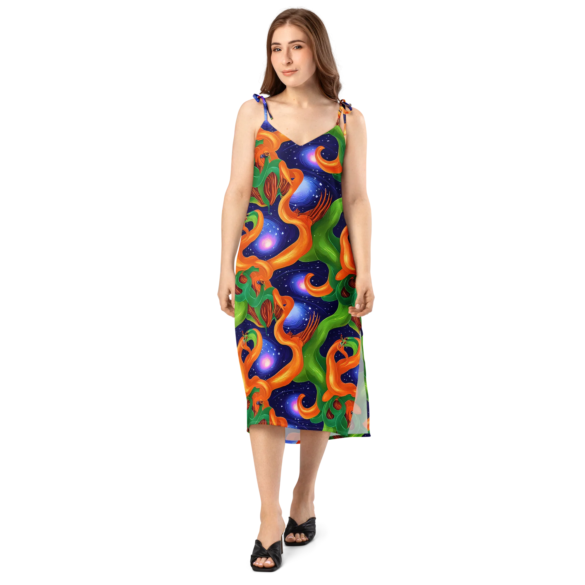 Cosmic Aviary on Slip Dress — Front