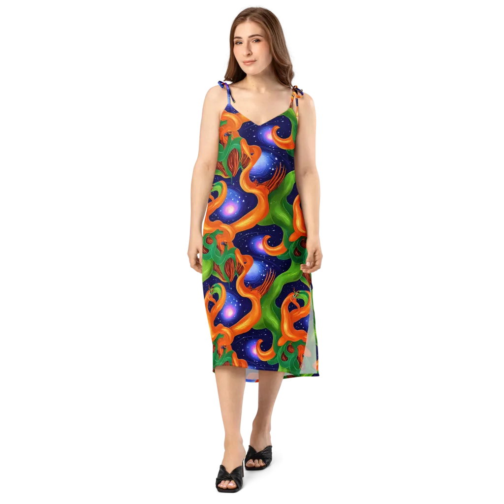 Cosmic Aviary on Slip Dress — Front