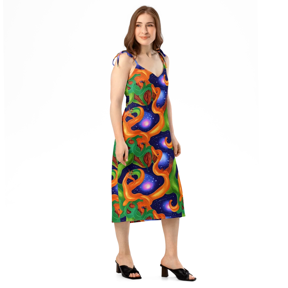 Cosmic Aviary on Slip Dress — Right Front