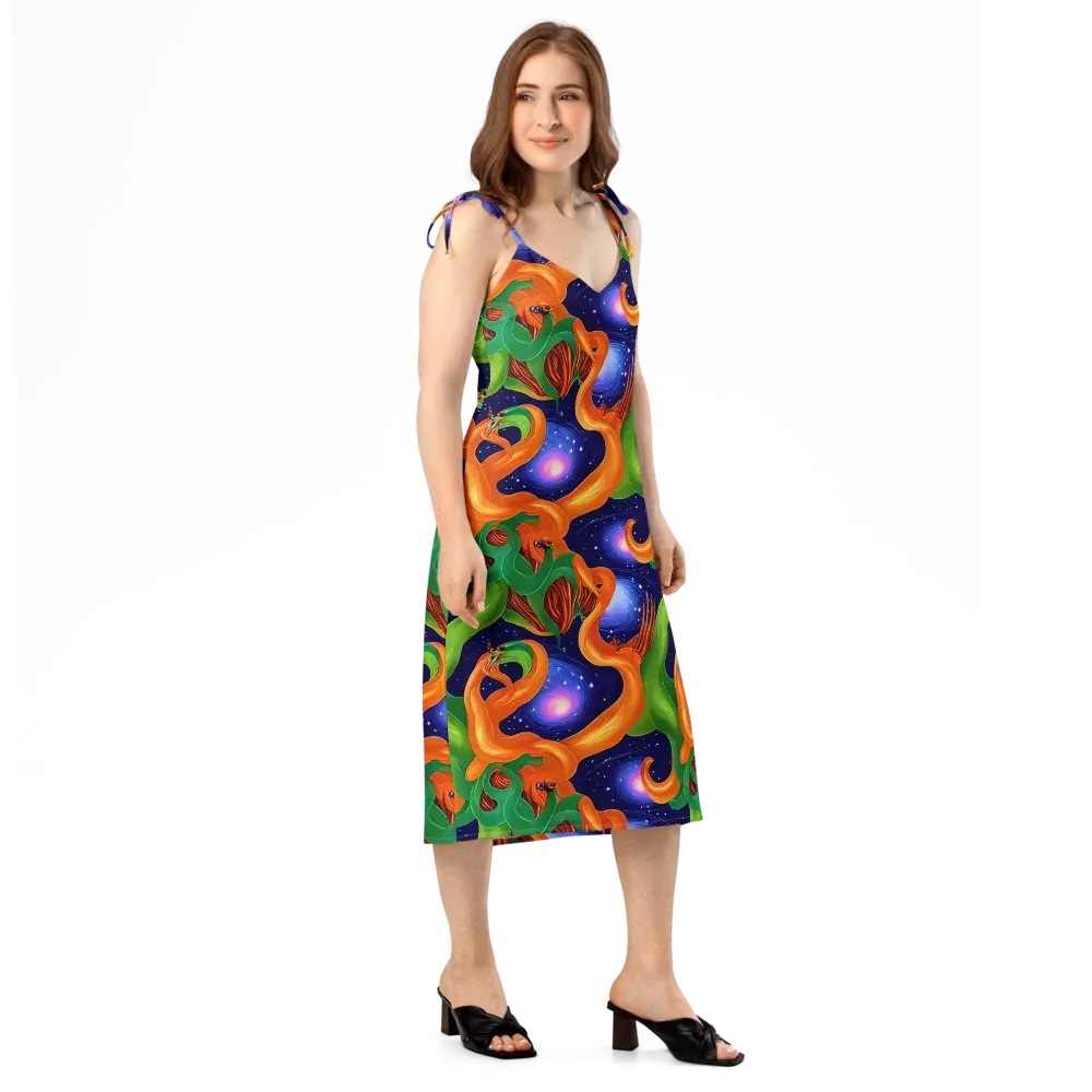 Cosmic Aviary on Slip Dress — Right Front