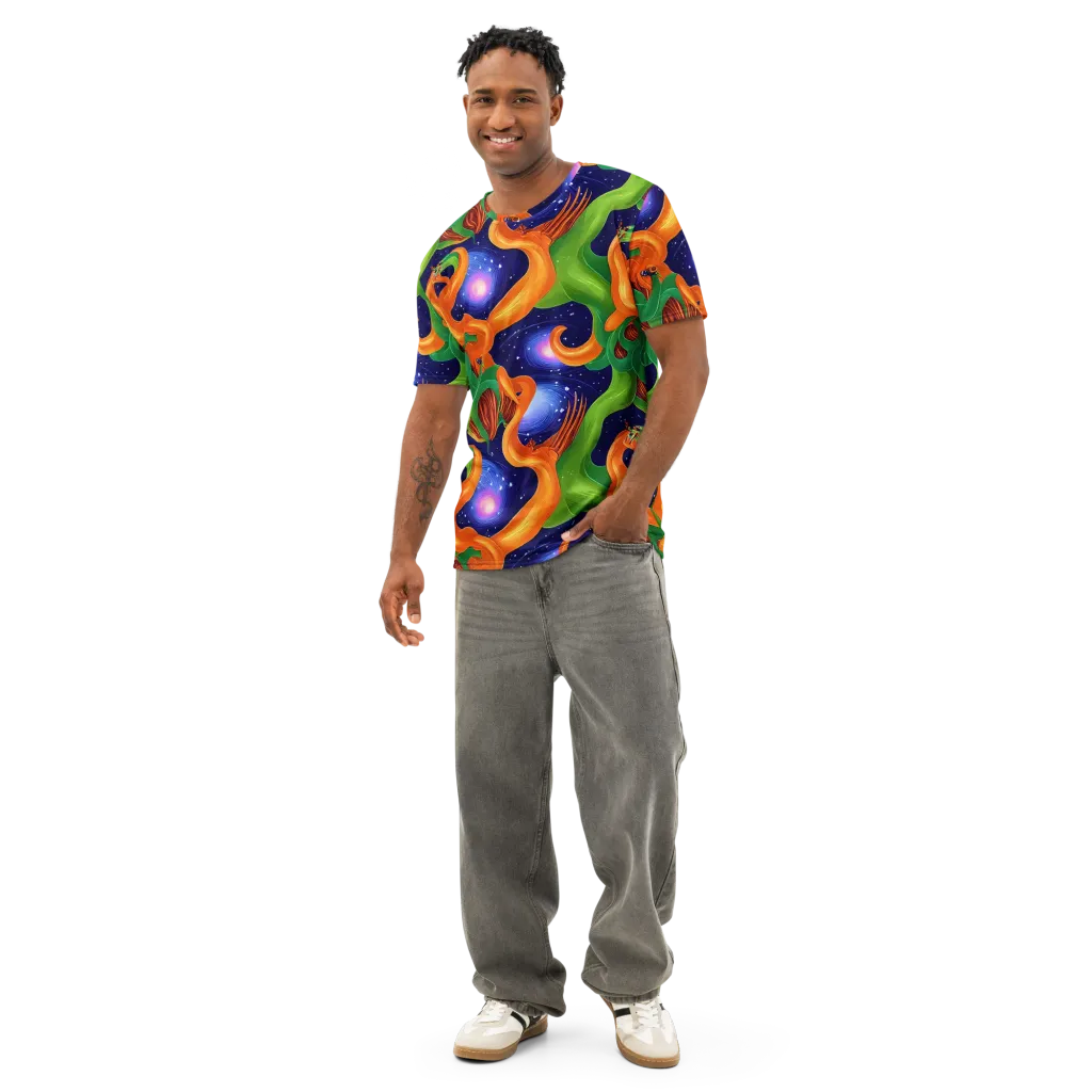 Cosmic Aviary on Men's Cotton Crew Neck T-Shirt — Front