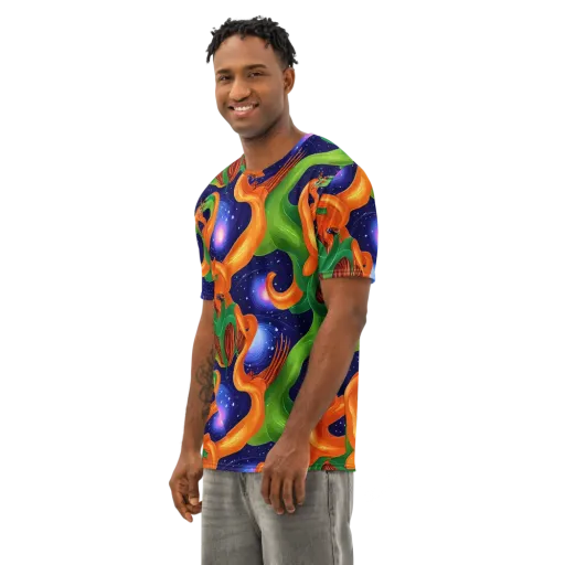 Cosmic Aviary on a Men's Cotton Crew Neck T-Shirt