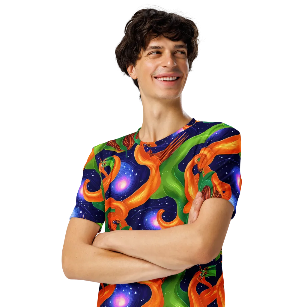 Cosmic Aviary on Men's Crew Neck T-Shirt — Left Front