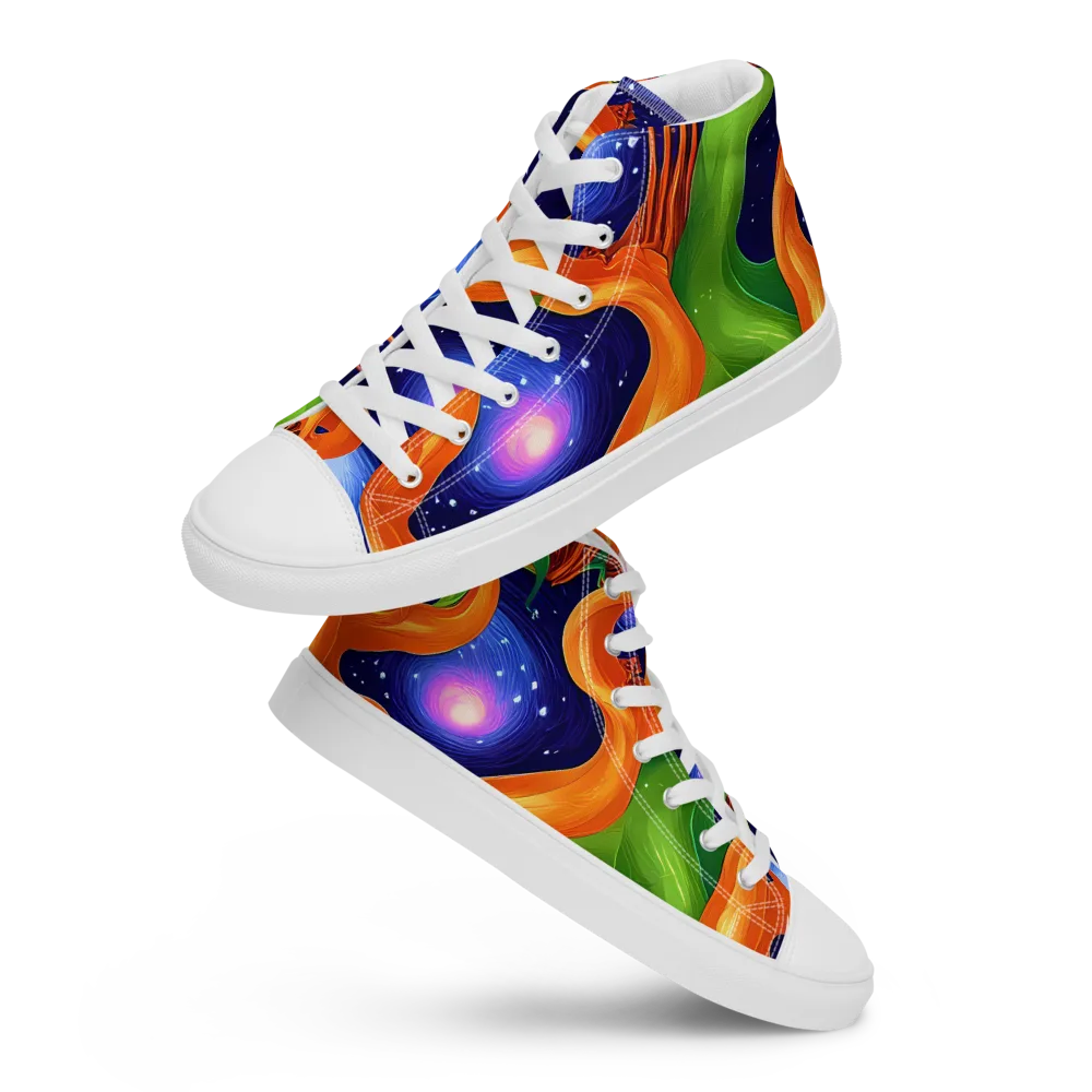 Cosmic Aviary on Men's High Top Canvas Shoes — Front