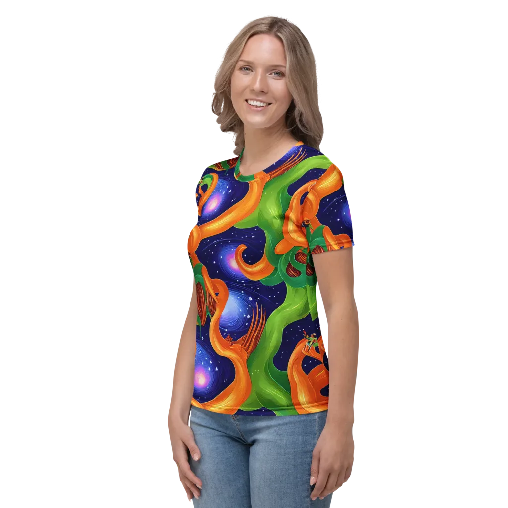 Cosmic Aviary on Women's Crew Neck T-Shirt — Left