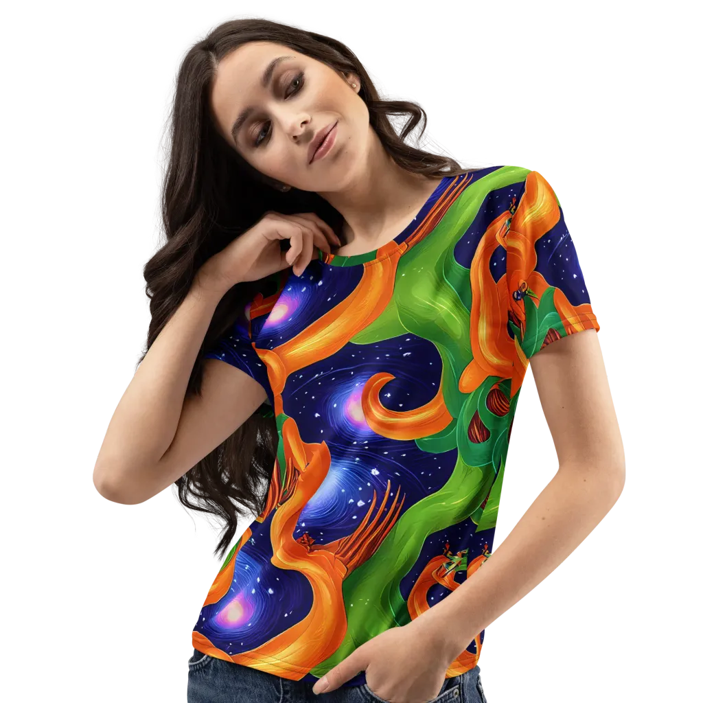 Cosmic Aviary on Women's Crew Neck T-Shirt — Left Front
