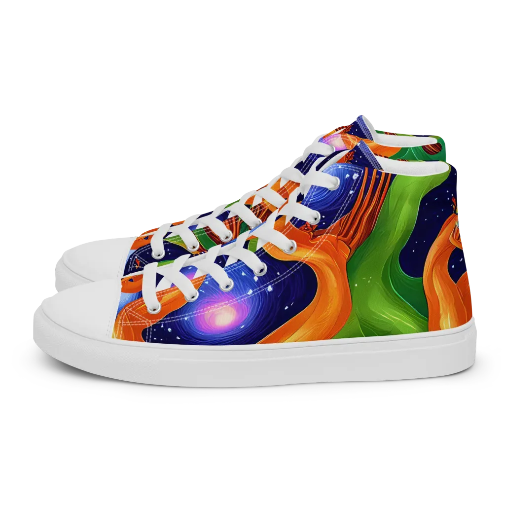 Cosmic Aviary on Women's High Top Canvas Shoes — Left