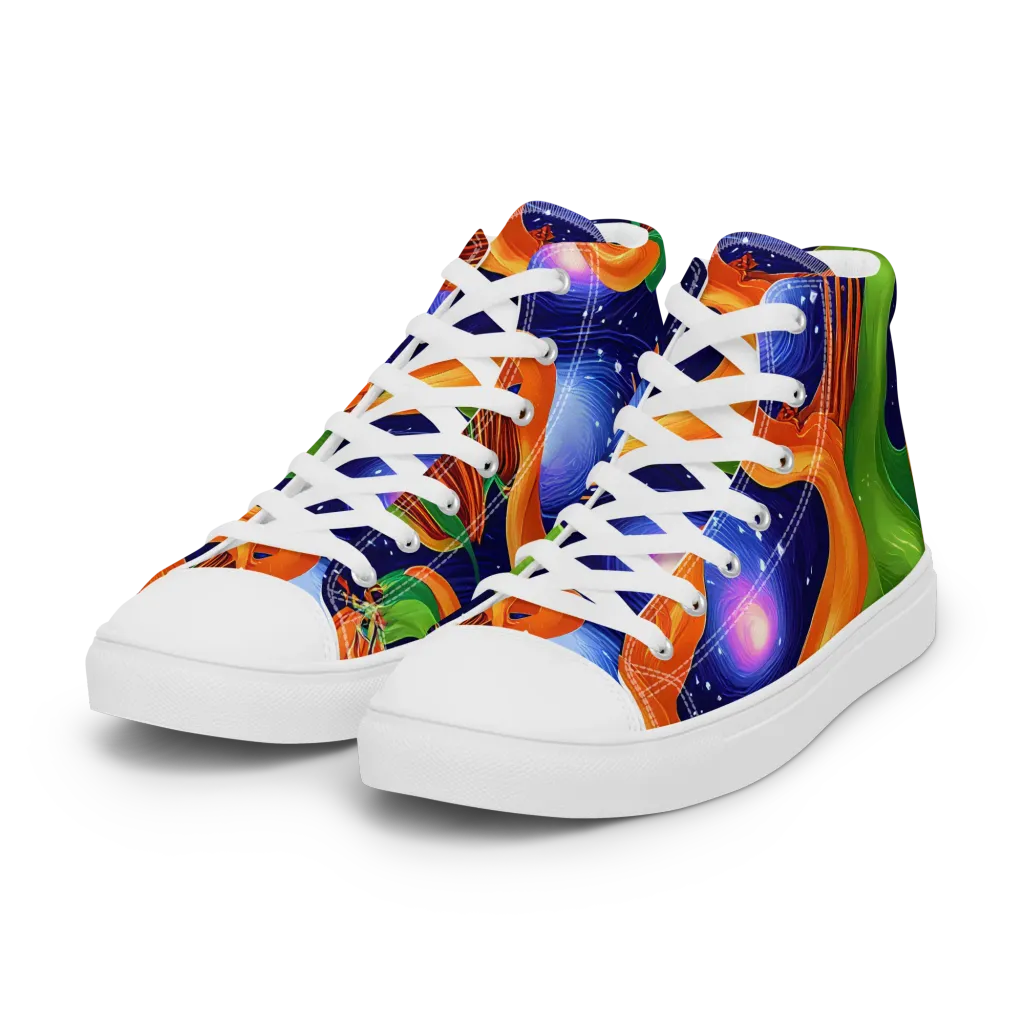 Cosmic Aviary on Women's High Top Canvas Shoes — Left Front