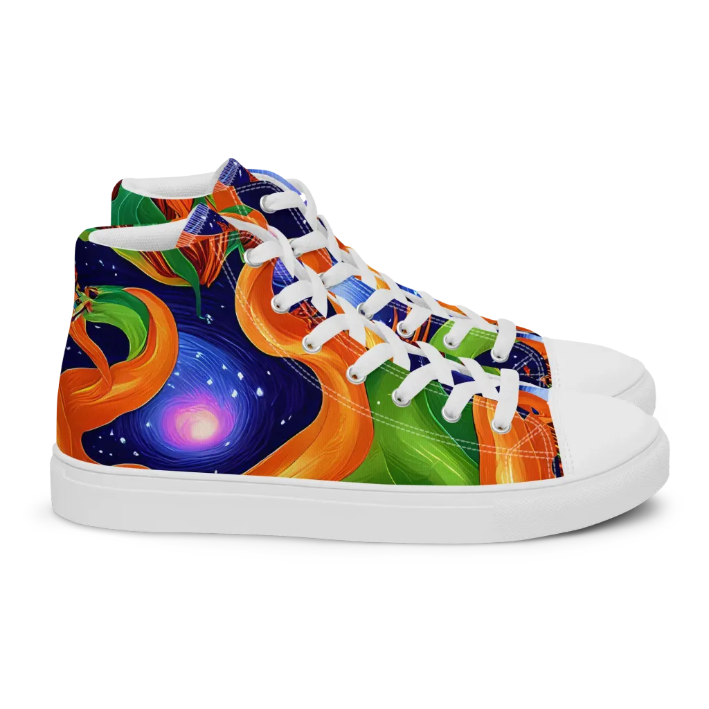 Cosmic Aviary on Women's High Top Canvas Shoes — Right