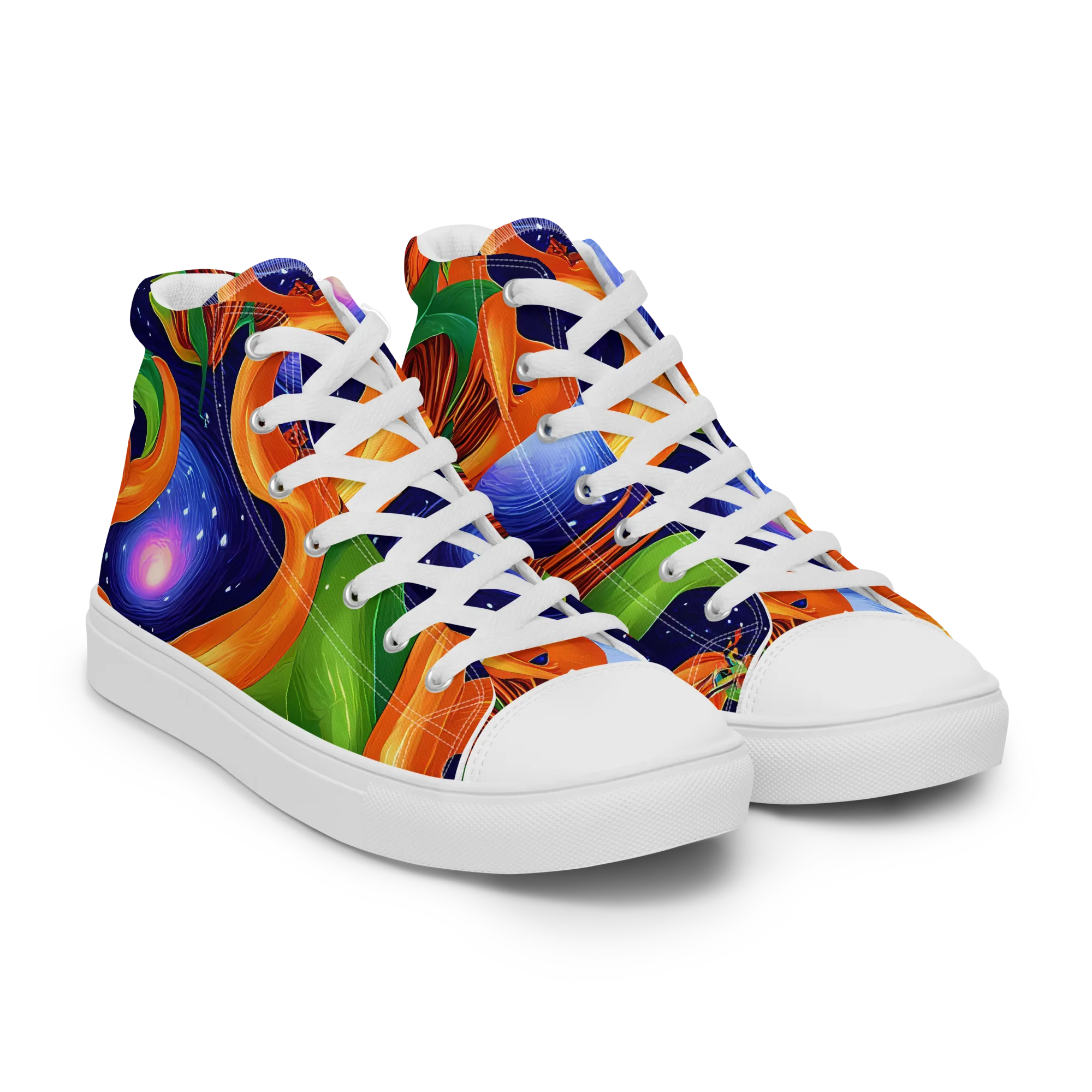 Cosmic Aviary on Women's High Top Canvas Shoes — Right Front
