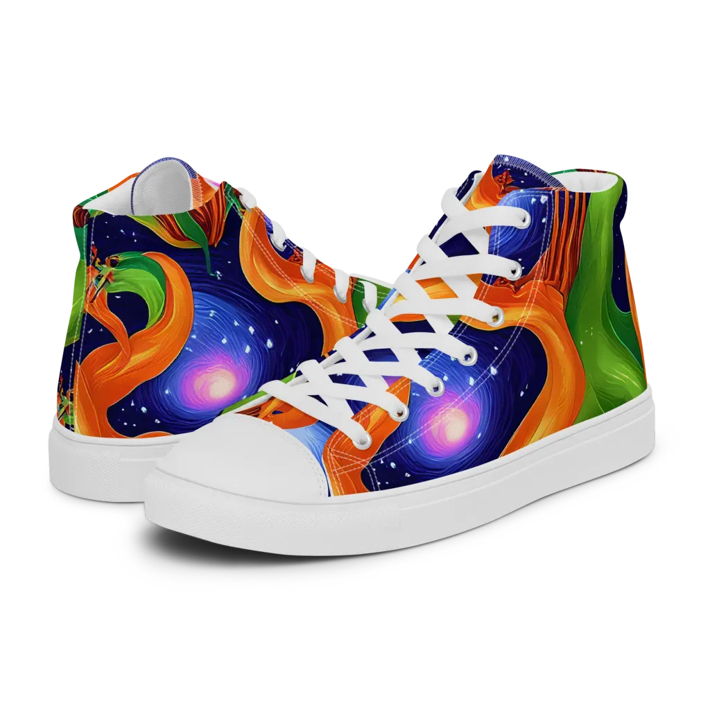 Cosmic Aviary on Women's High Top Canvas Shoes — Left