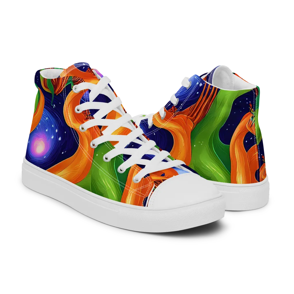 Cosmic Aviary on Women's High Top Canvas Shoes — Right