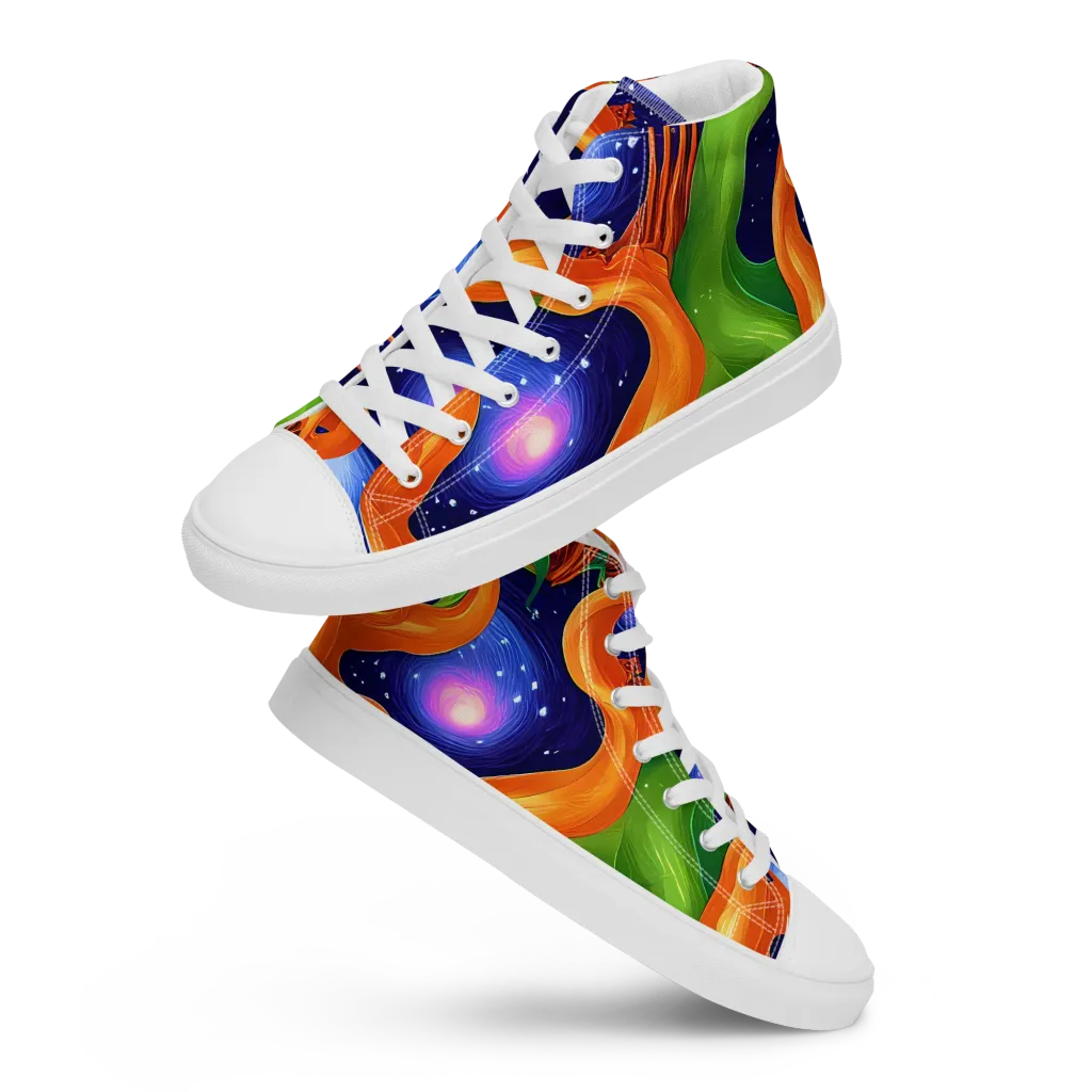 Cosmic Aviary on Women's High Top Canvas Shoes — Front