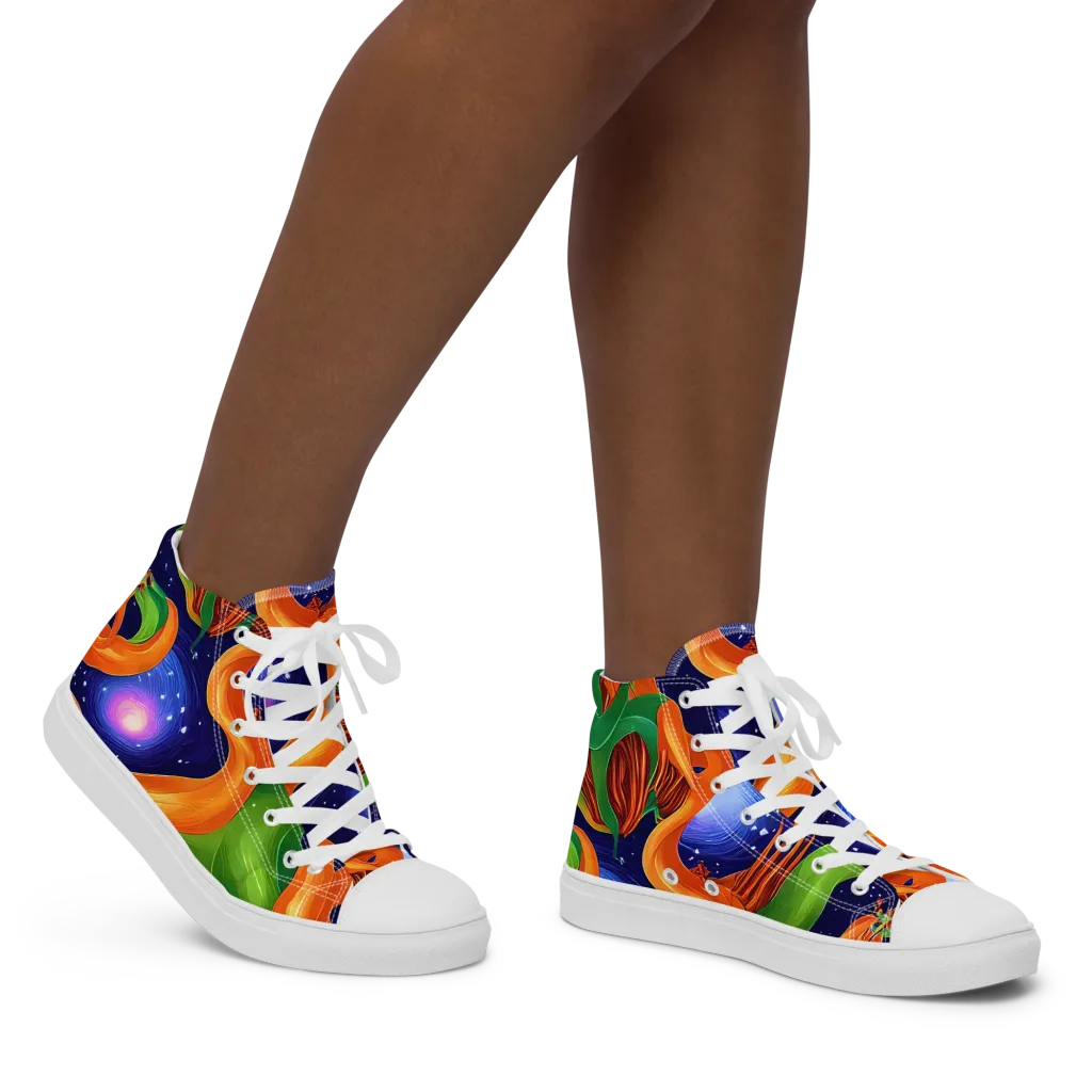 Cosmic Aviary on Women's High Top Canvas Shoes — Right