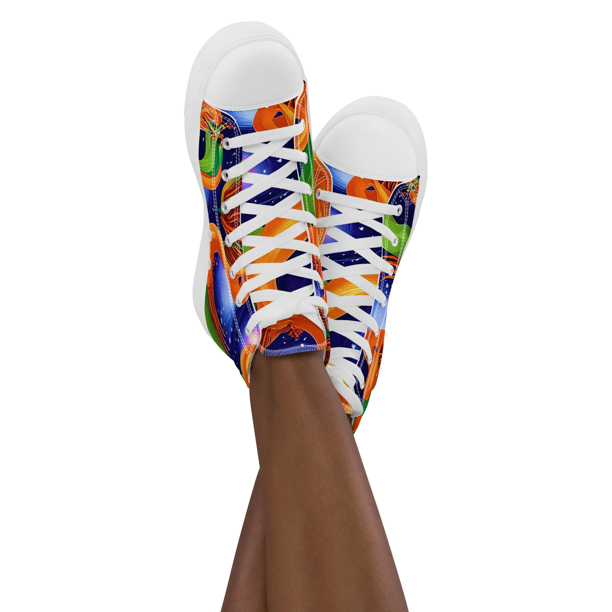 Cosmic Aviary on Women's High Top Canvas Shoes — Front