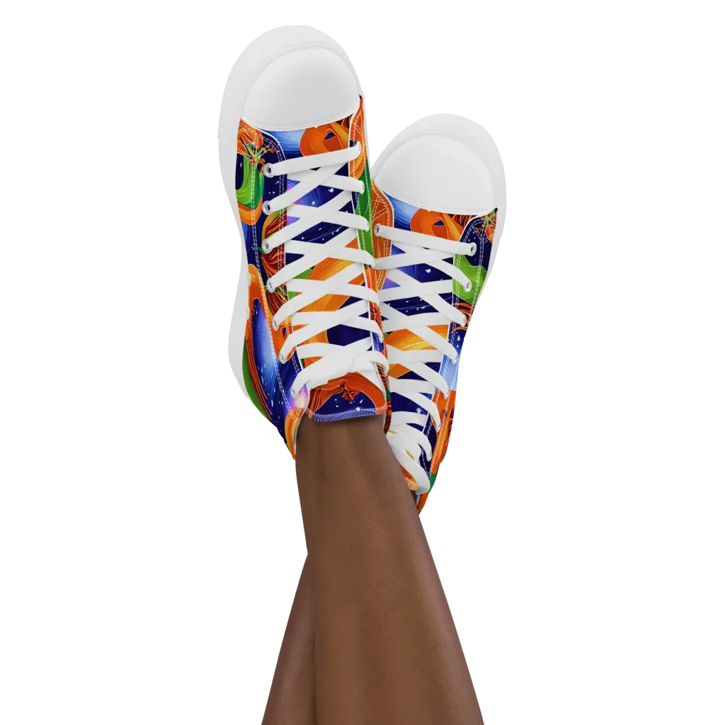 Cosmic Aviary on Women's High Top Canvas Shoes — Front