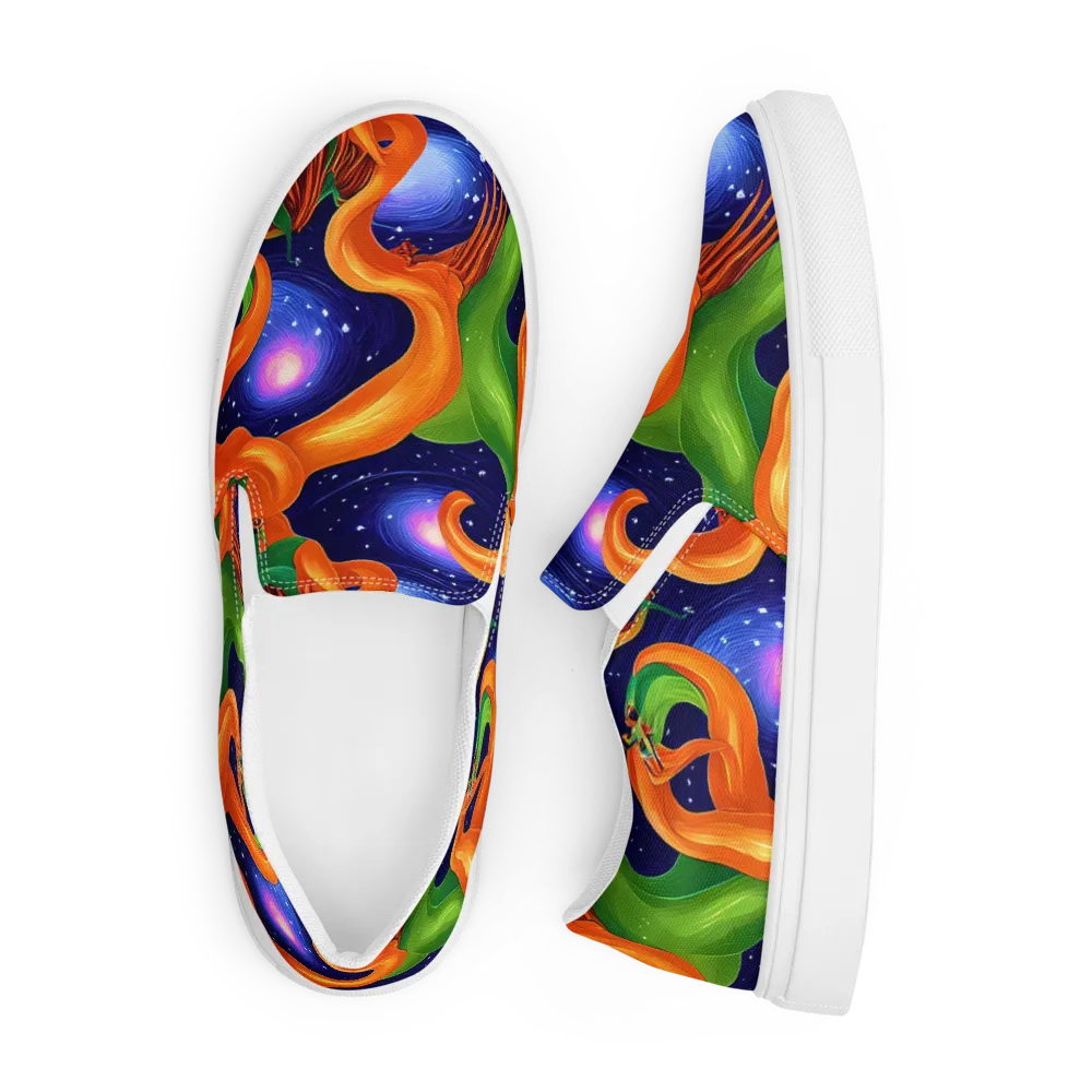 Cosmic Aviary on Men's Slip-On Canvas Shoes — Front