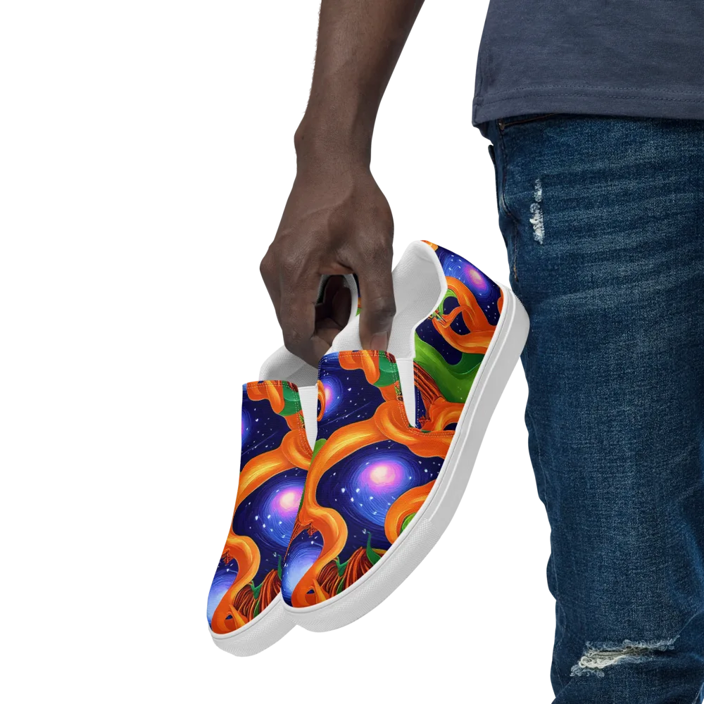 Cosmic Aviary on Men's Slip-On Canvas Shoes — Left Front
