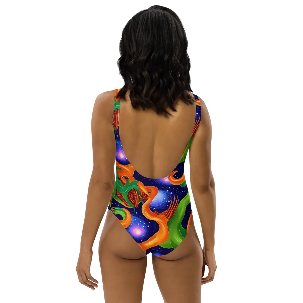 Cosmic Aviary on One-Piece Swimsuit — Back