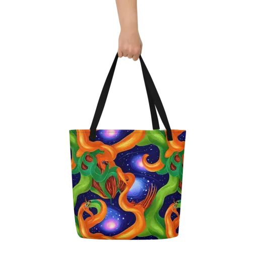 Cosmic Aviary on a Large Tote Bag W/ Pocket