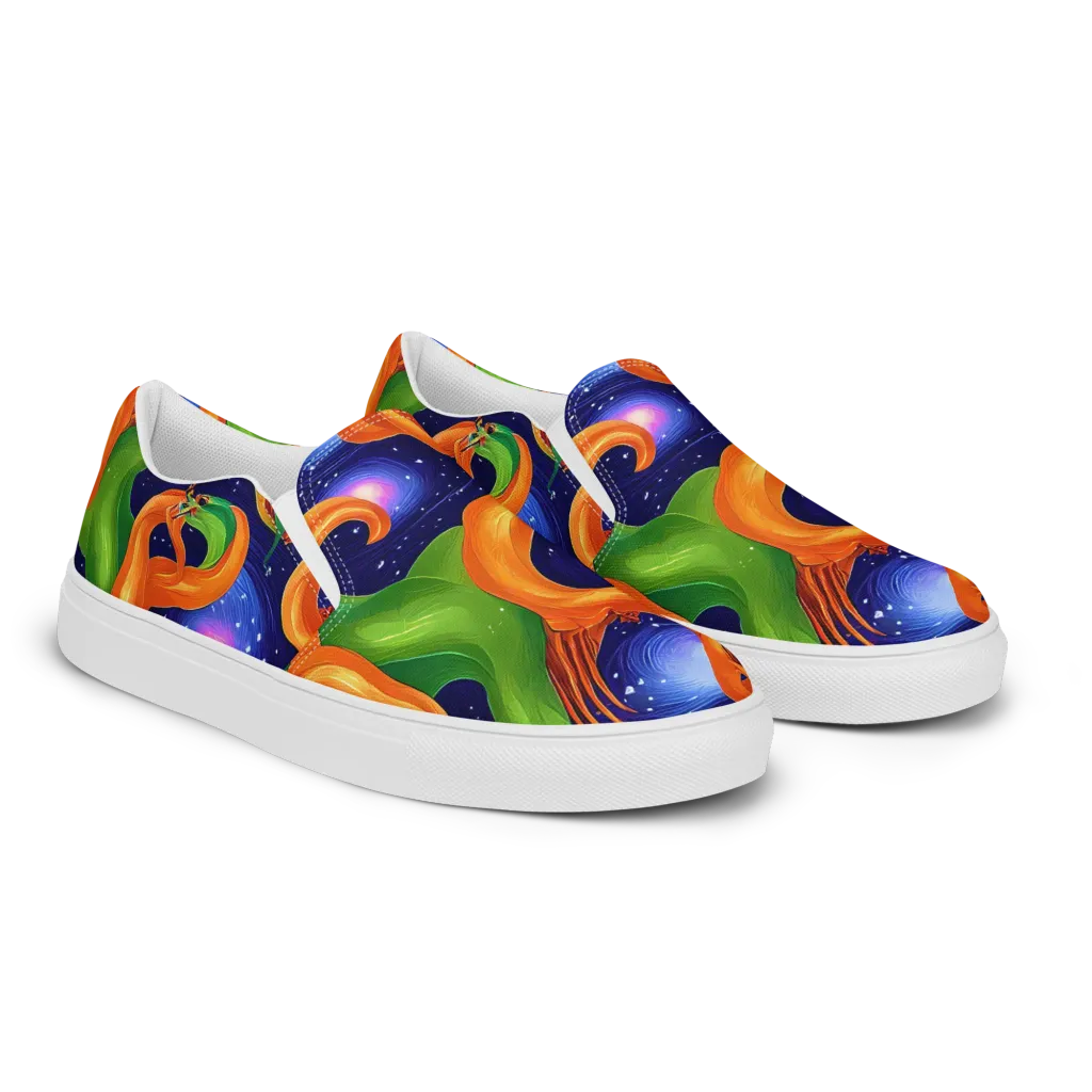 Cosmic Aviary on Women's Slip-On Canvas Shoes — Right Front