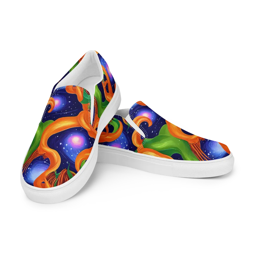 Cosmic Aviary on Women's Slip-On Canvas Shoes — Left Front