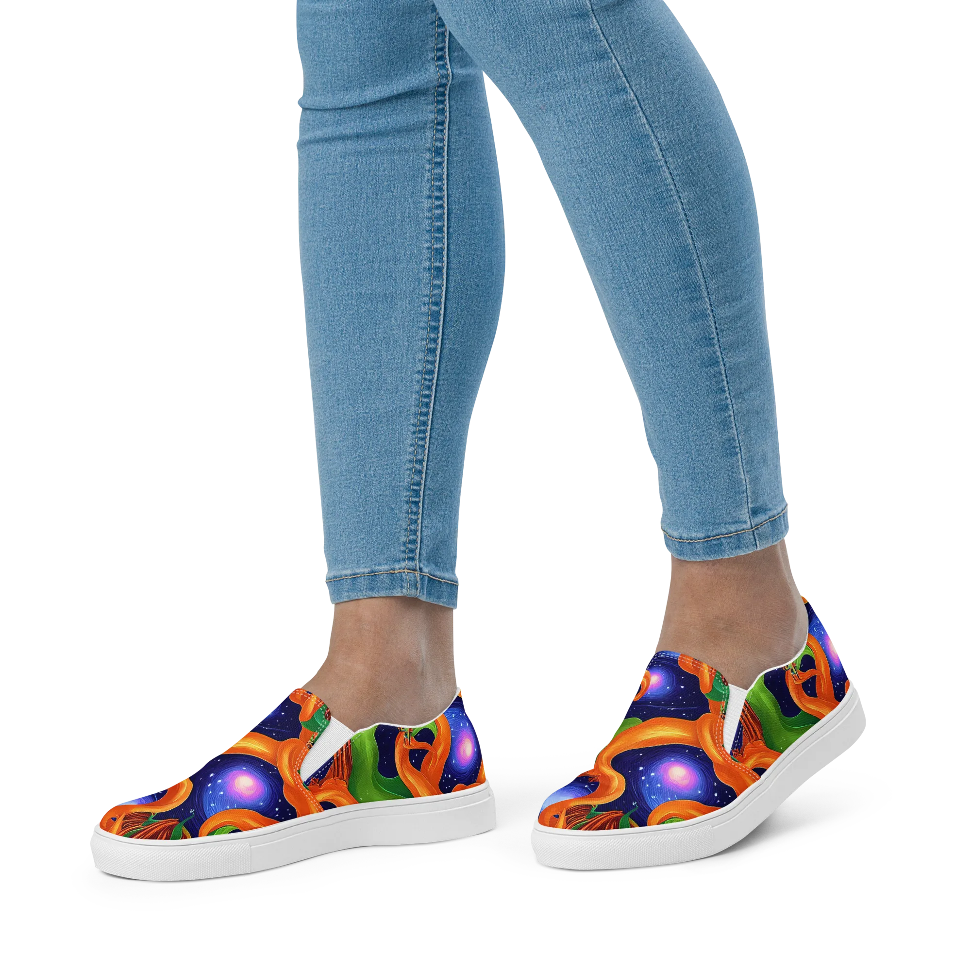 Cosmic Aviary on Women's Slip-On Canvas Shoes — Front