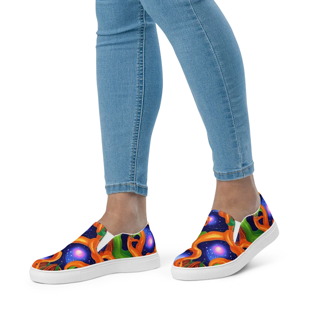 Cosmic Aviary on Women's Slip-On Canvas Shoes — Front