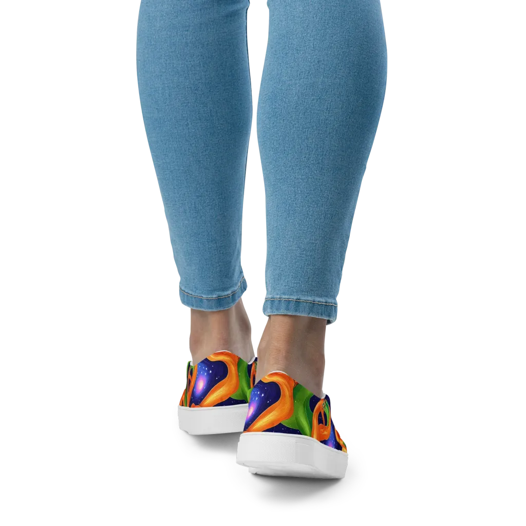 Cosmic Aviary on Women's Slip-On Canvas Shoes — Back