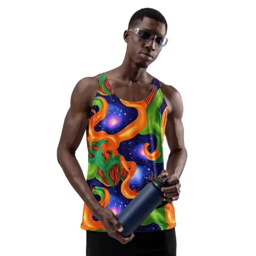 Cosmic Aviary on a Men's Tank Top