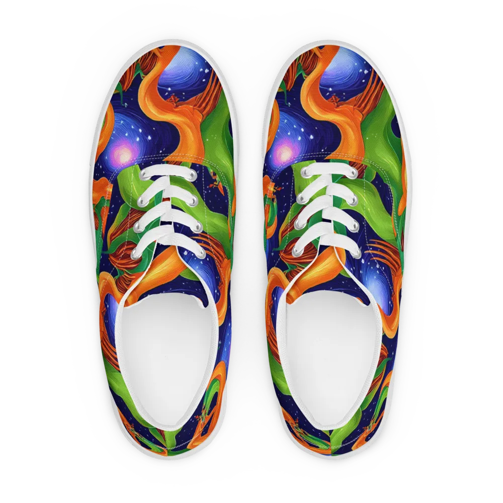 Cosmic Aviary on Men's Lace-Up Canvas Shoes — Front
