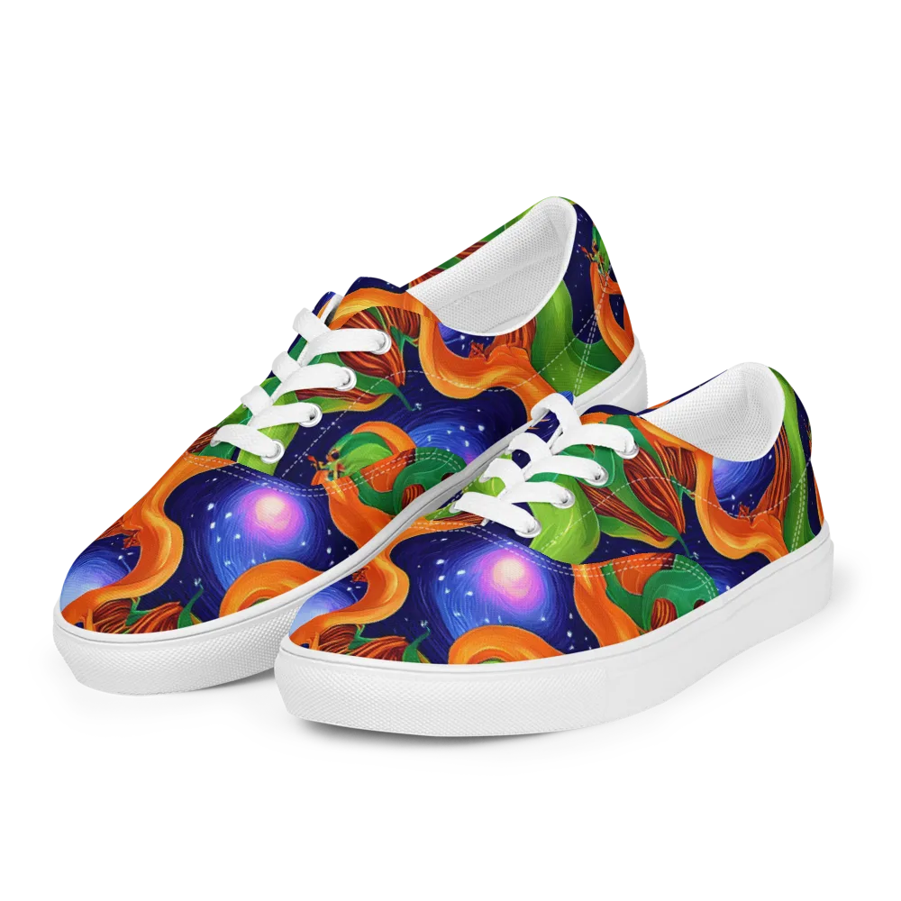 Cosmic Aviary on Men's Lace-Up Canvas Shoes — Left Front