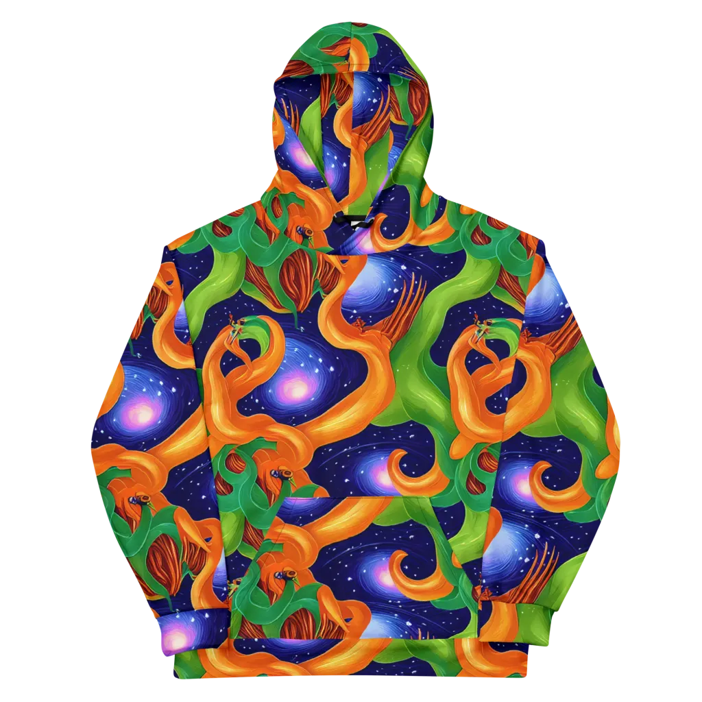 Cosmic Aviary on Cotton Hoodie — Front