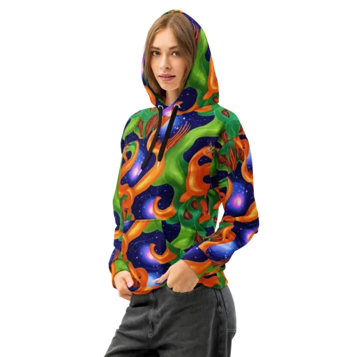 Cosmic Aviary on a Cotton Hoodie