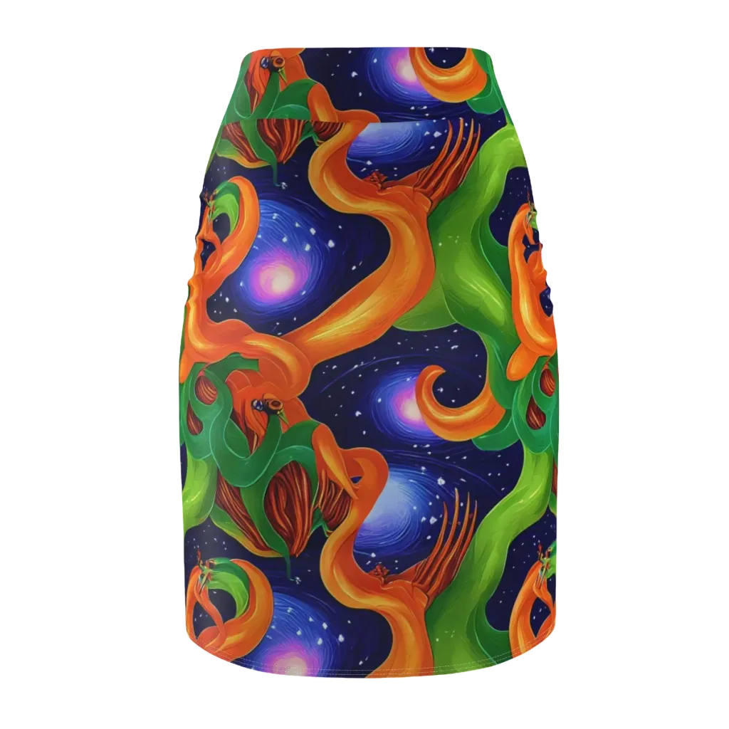 Cosmic Aviary on Pencil Skirt — Back