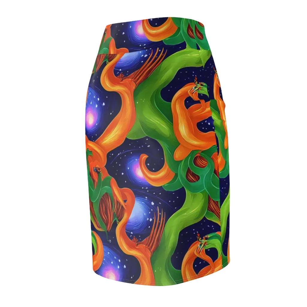 Cosmic Aviary on Pencil Skirt — Back Side
