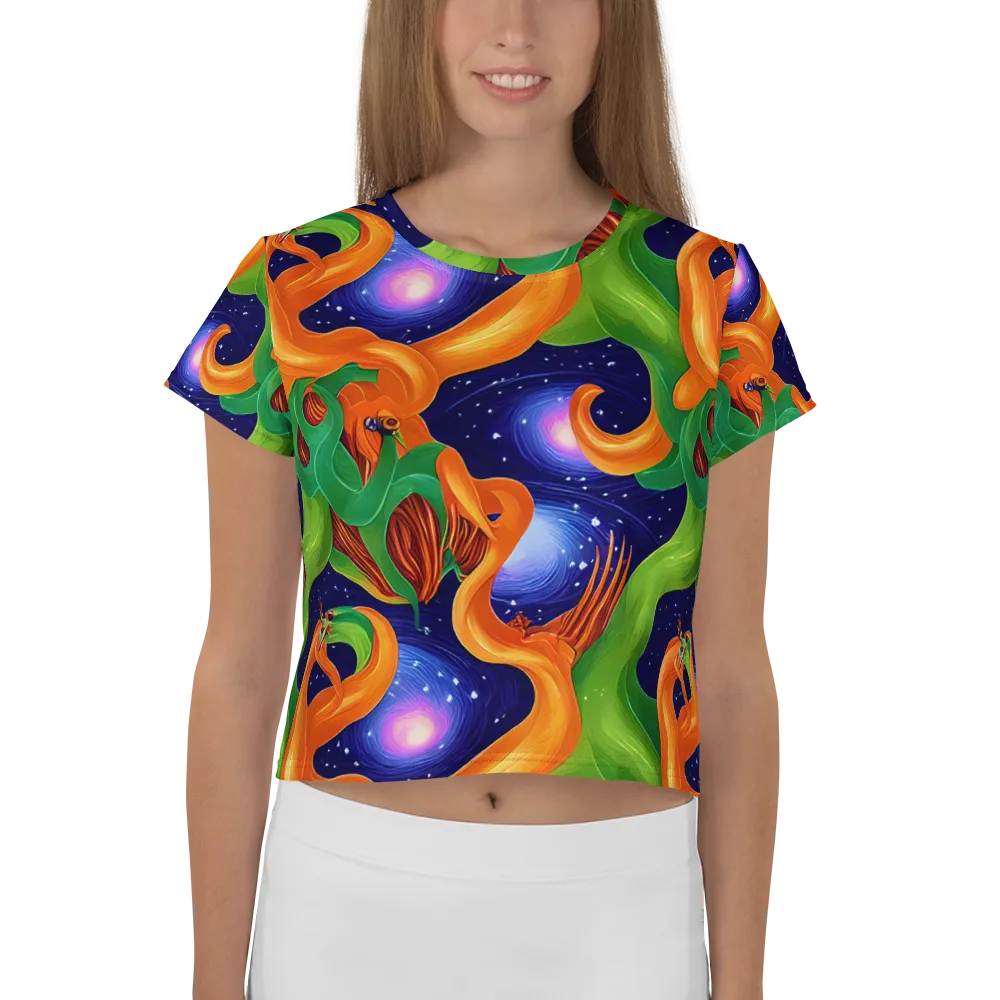 Cosmic Aviary on Crop Tee — Front