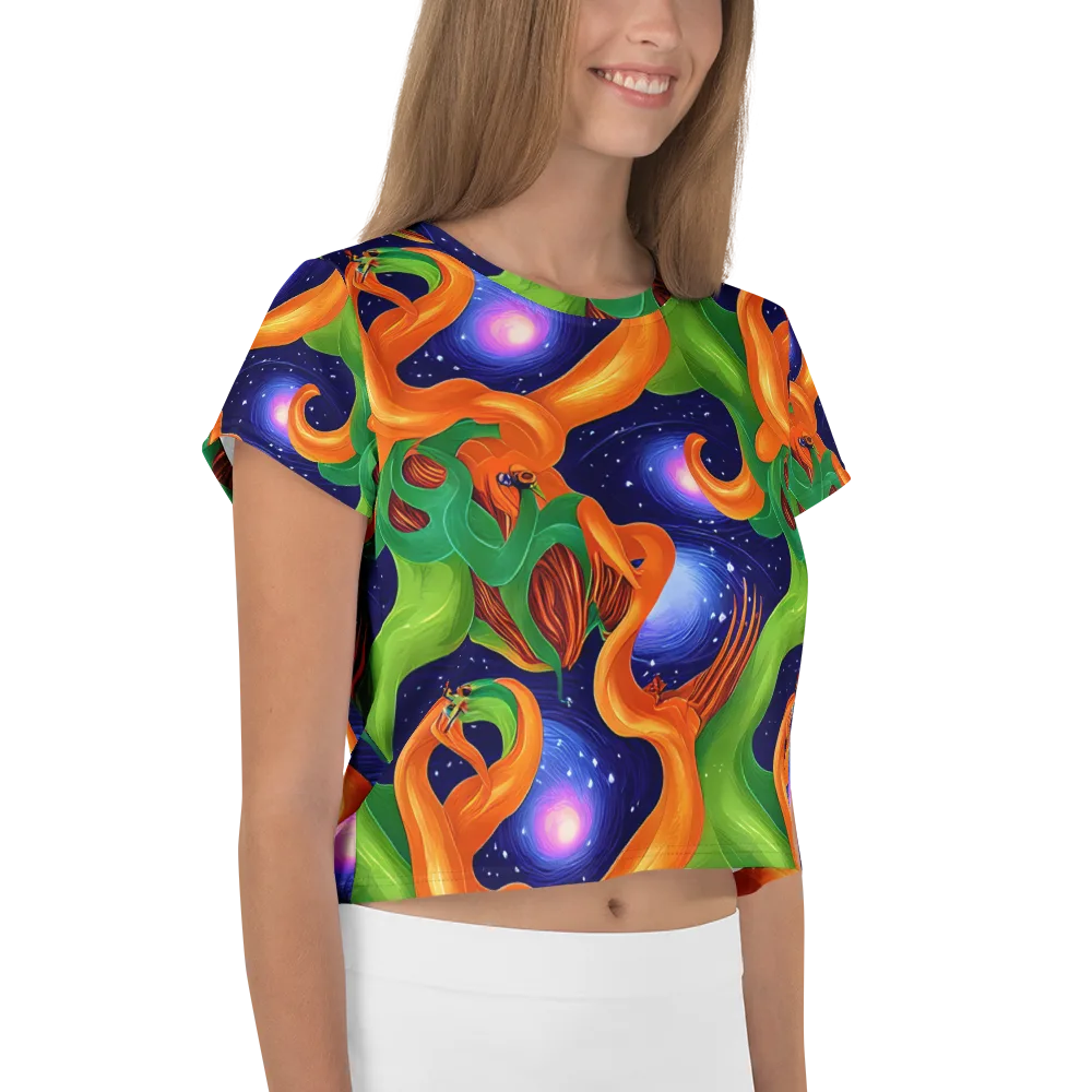 Cosmic Aviary on Crop Tee — Right