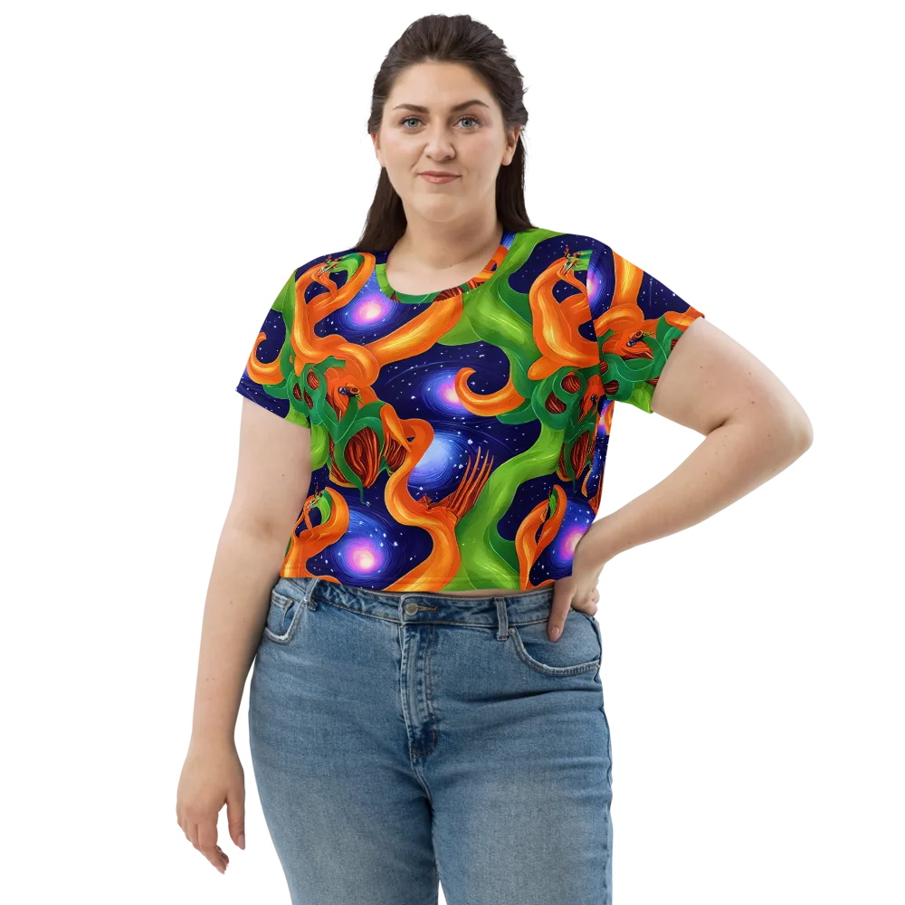 Cosmic Aviary on Crop Tee — Front