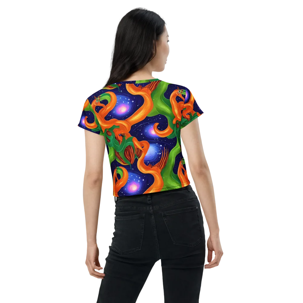 Cosmic Aviary on Crop Tee — Back