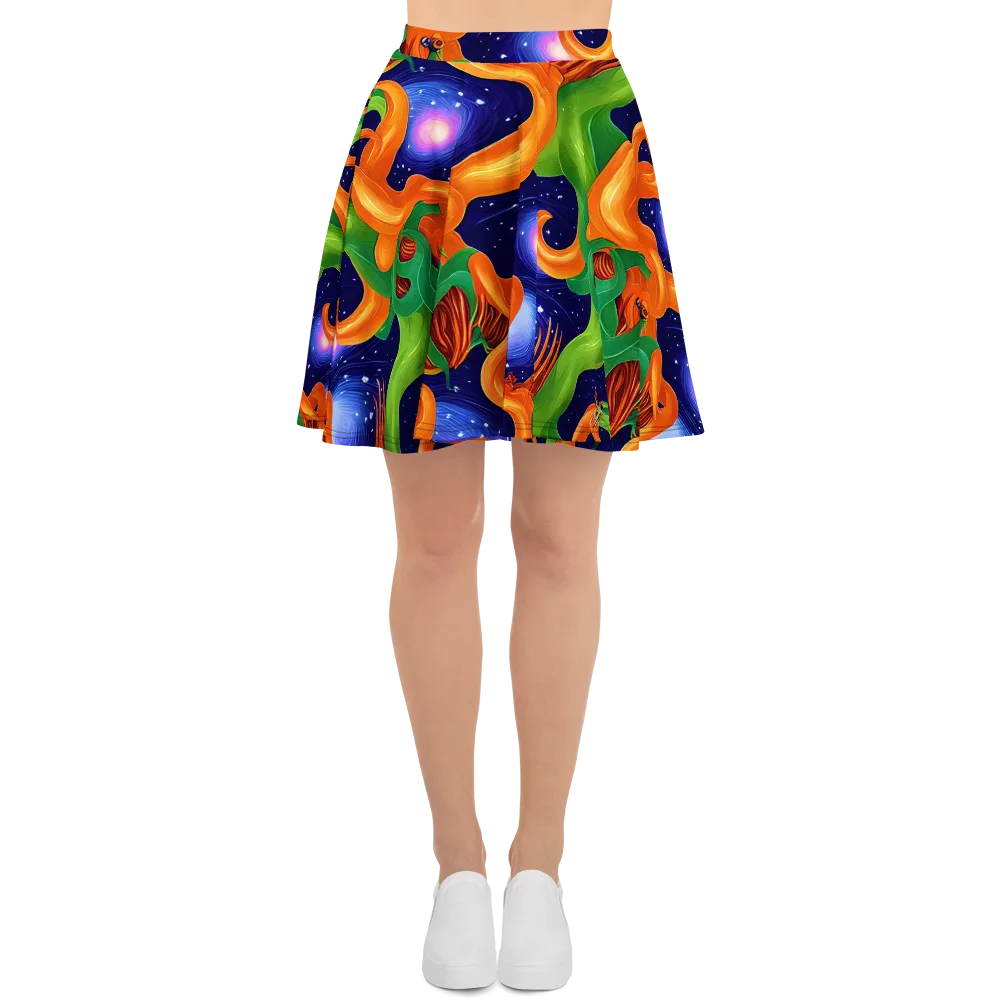 Cosmic Aviary on Skater Skirt — Front