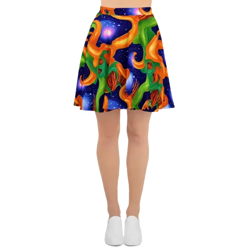 Cosmic Aviary on a Skater Skirt