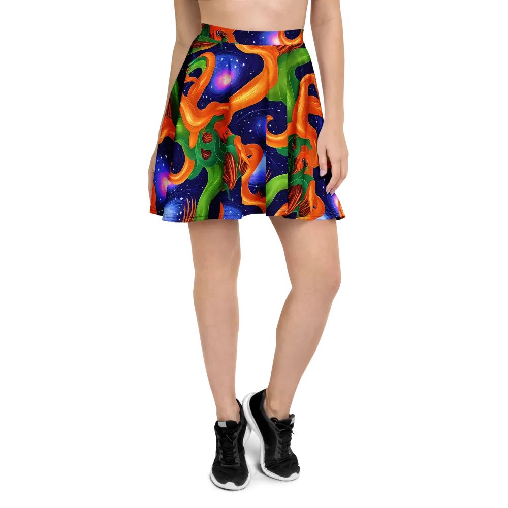 Cosmic Aviary on Skater Skirt — Front