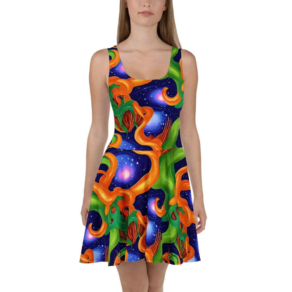 Cosmic Aviary on Skater Dress — Front