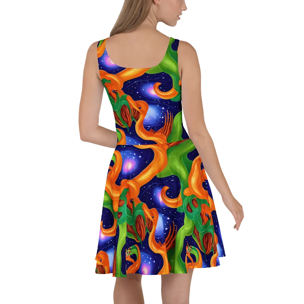 Cosmic Aviary on Skater Dress — Back