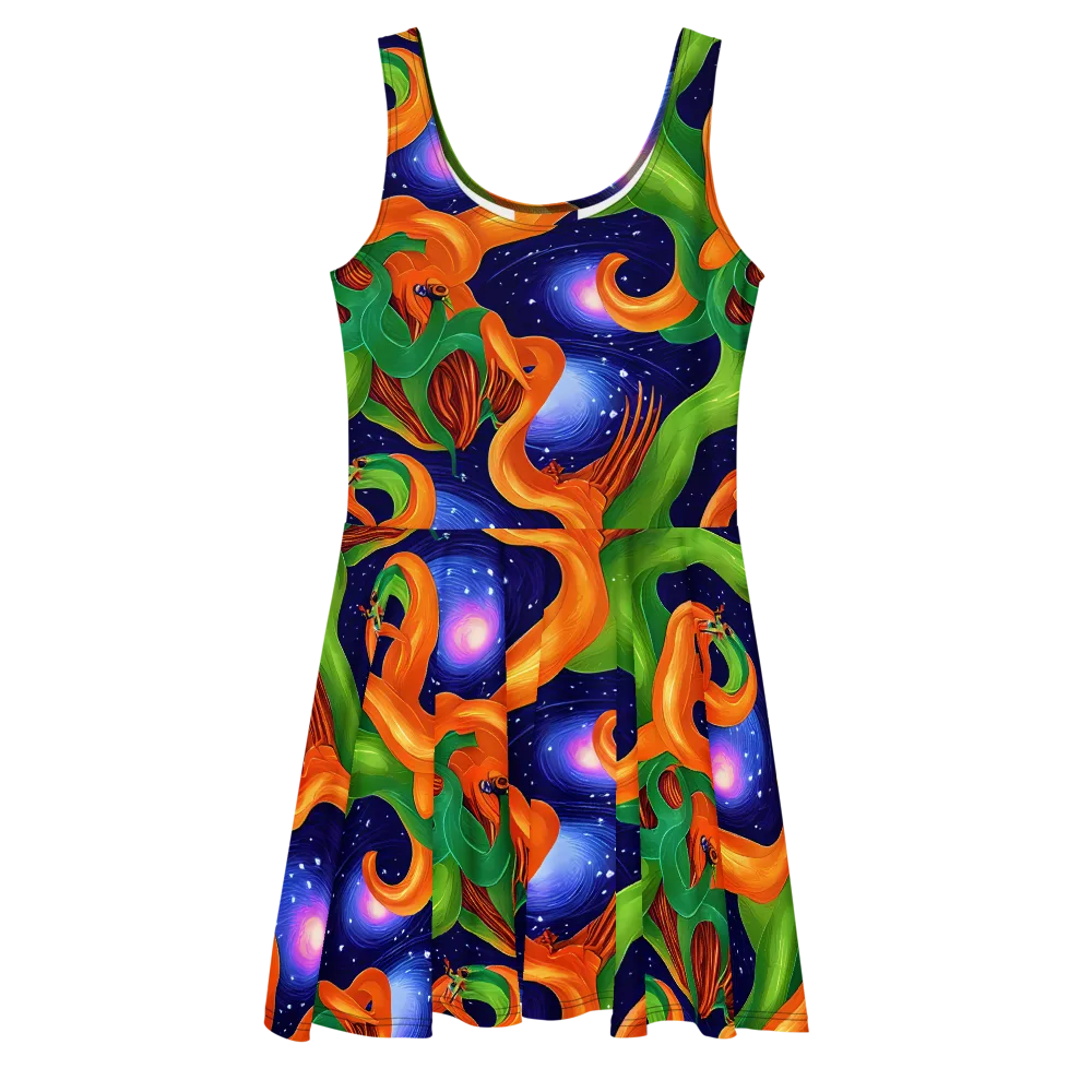 Cosmic Aviary on Skater Dress — Front
